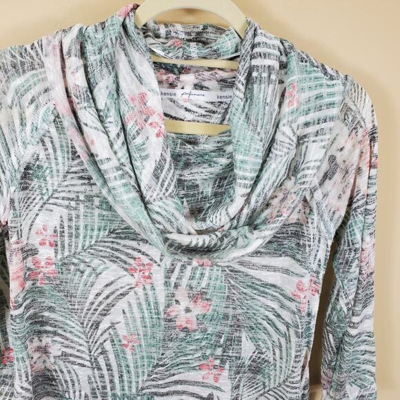 Kensie Tropical Print Cowl Neck Top Women's Size S - Picture 3 of 12